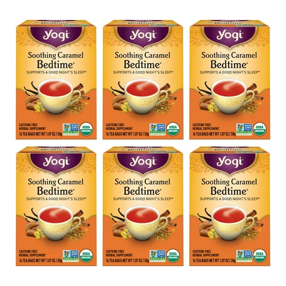 Yogi Tea - Soothing Caramel Bedtime (6 Pack) - Supports a Good Night's Sleep with Chamomile, Skullcap, and L-Theanine - Caffeine Free - 96 Herbal Tea Bags