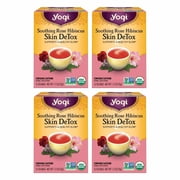 Yogi Tea Soothing Rose Hibiscus Skin DeTox Tea - 16 Tea Bags per Pack (4 Packs) - Organic DeTox Tea to Support Skin Health - Includes Green Tea Leaf, Rose Petal, Honeybush Leaf, Hibiscus & More