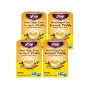 Yogi Tea Sweet Ginger Citrus Turmeric Vitality, Wellness Tea Bags, 4 Boxes of 16