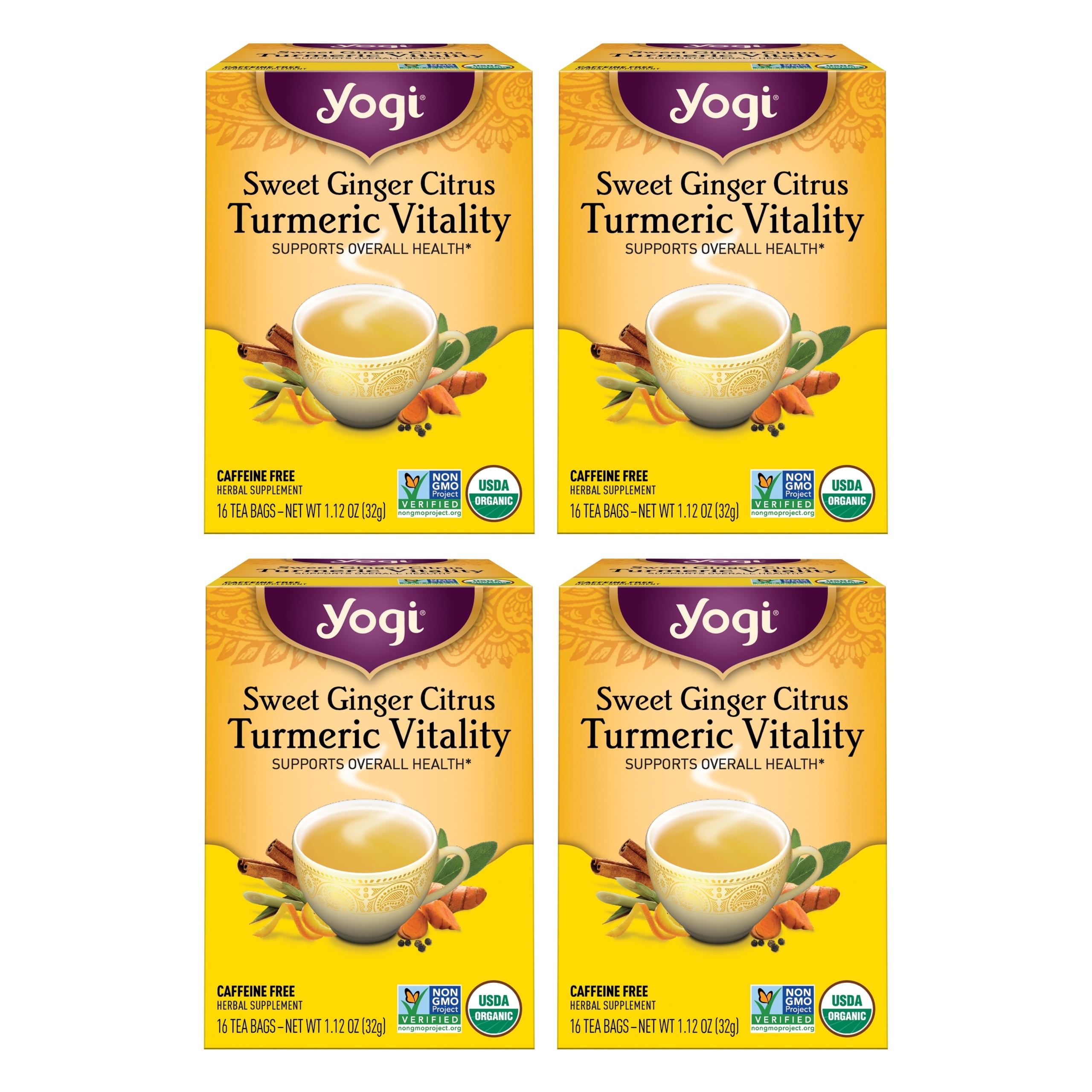 Yogi, Wellness Tea Bags, 6 Boxes of 16, Sweet Ginger Citrus