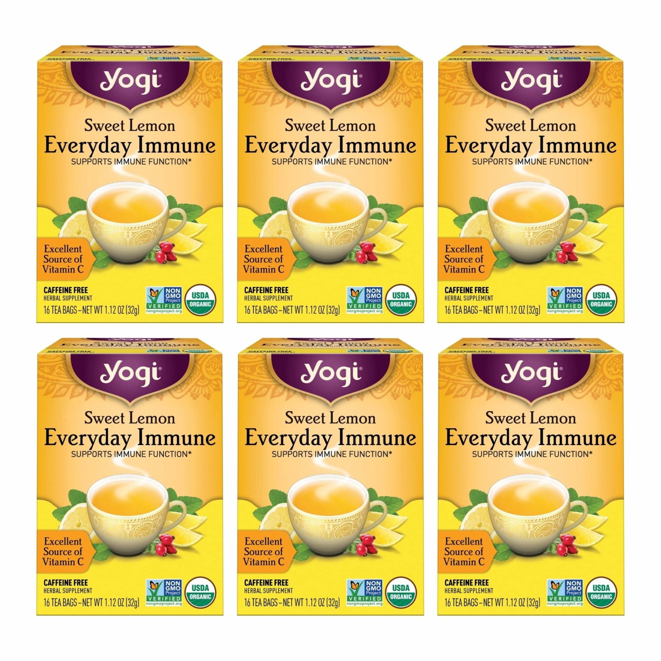 Yogi Organic Sweet Lemon Immune Support Tea - Caffeine Free, 6