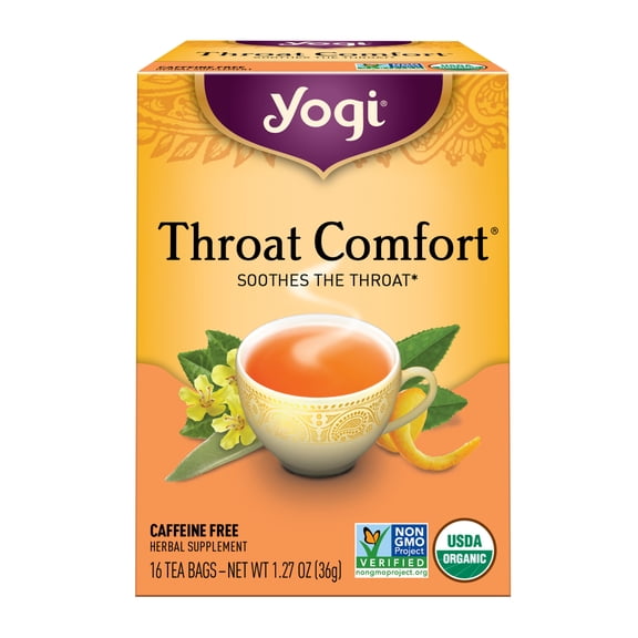 Yogi Throat Comfort, Organic Herbal Wellness Tea Bags, 16 Count
