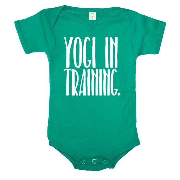 Yogi in Training baby one-piece bodysuit, Newborn jumper, Baby Yoga Romper - Jade CA165Yoga S9 12-18