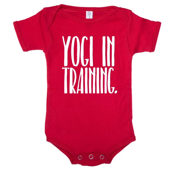 Yogi in Training baby one-piece bodysuit, Newborn jumper, Baby Yoga Romper - Red CA165Yoga S9 18-24