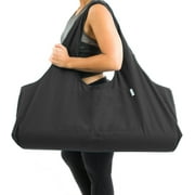 Yogiii Large Yoga Mat Bag | The Original YogiiiTotePRO | Large Yoga Mat Tote Sling Carrier with Side Pocket | Fits Most Size Mats (Obsidian Black)