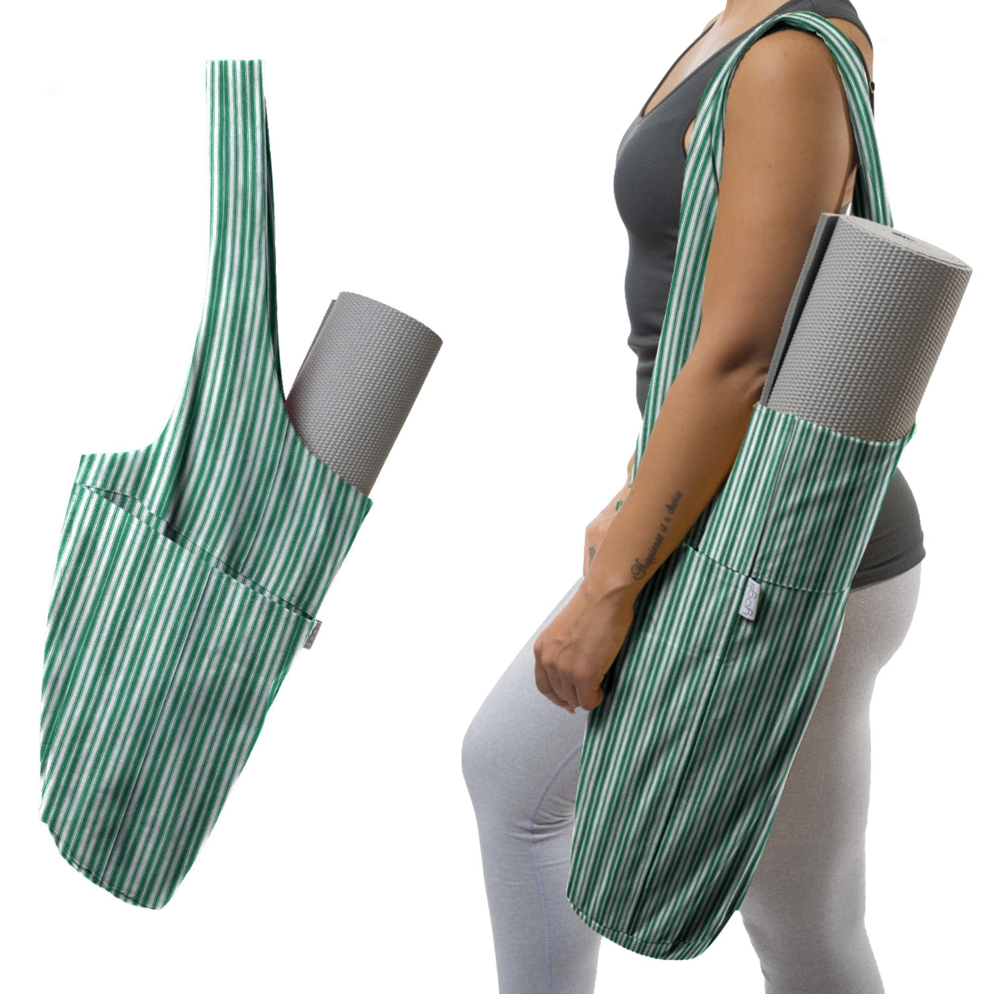 NETTIE Yoga mat Bag Cotton Carry Bag with Pocket, Strap
