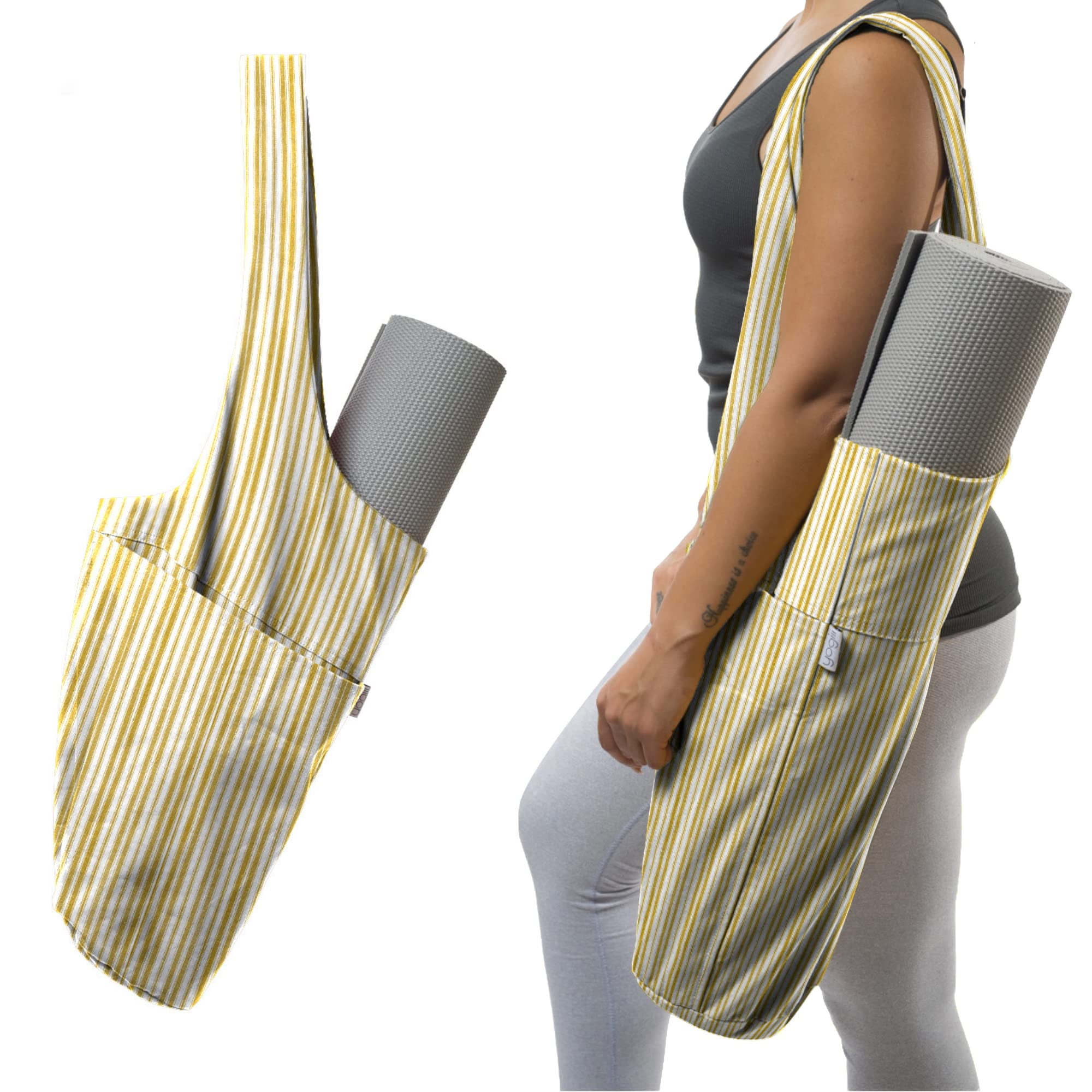 Cotton Canvas Yoga Mat Tote Bag Sling Carrier Bag with Large Side Pocket &  Zipper Pocket - China Yoga Mat Tote Bag and Yoga Mat Bag price