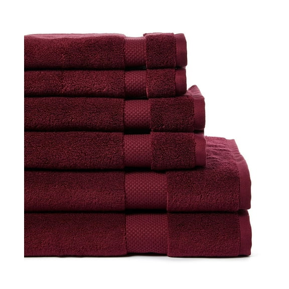 Yogik Premium 100% Cotton Towel Zero Twist 600GSM Set of 6 - Burgundy
