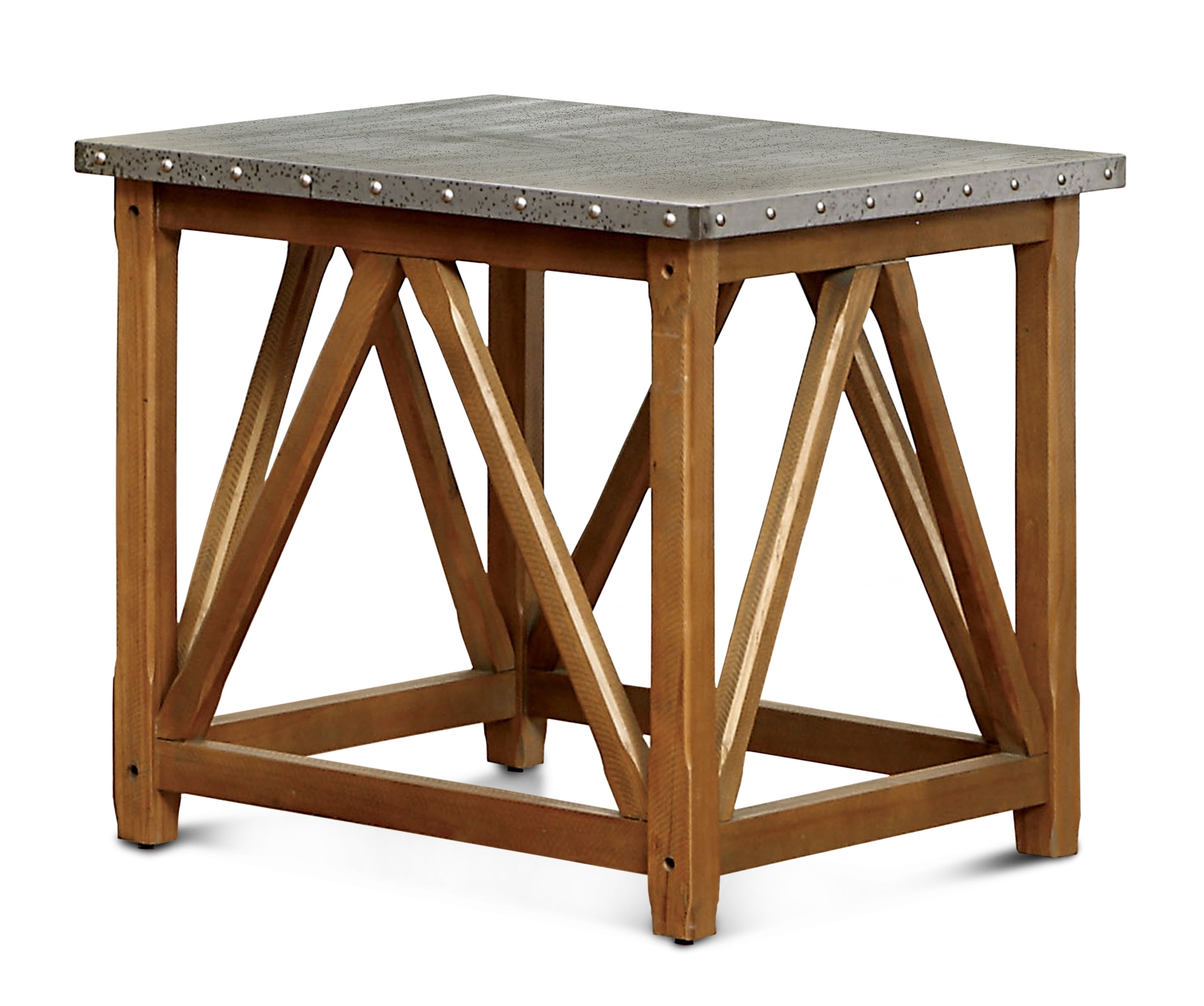 Yogur Rectangular Wood End Table, Natural Brown Finish