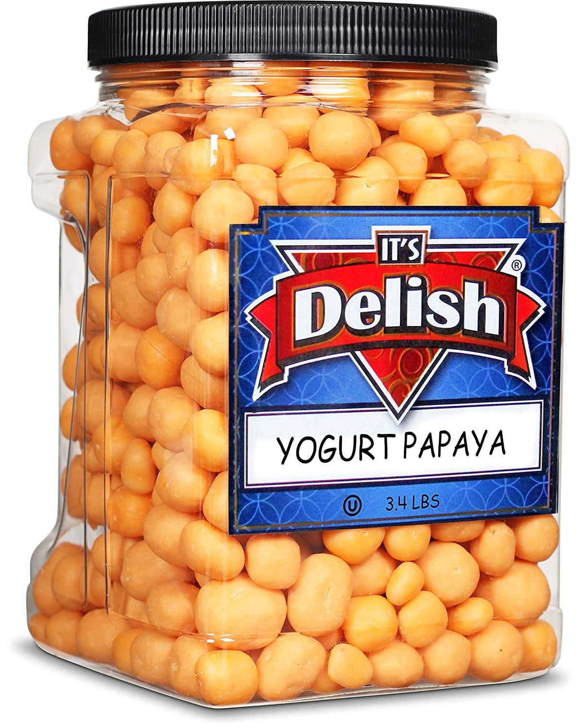 Yogurt Covered Dried Papaya Dices by It's Delish, 3 LBS Jumbo Container  Kosher Dairy-Free Jumbo Yogurt Covered Fruit for Vegan Snacking  Dried Diced Papaya Coated in Yogurt-Flavored Shell Snack...