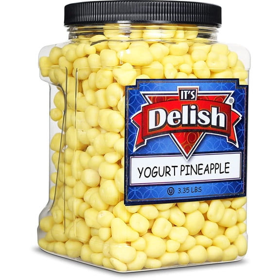 Yogurt Covered Pineapple Dices by It's Delish, 3 LBS Jumbo Container Kosher Dairy-Free Jumbo Yogurt Covered Fruit for Vegan Snacking Dried Diced Pineapple Coated in Yogurt-Flavored Shell Snack...