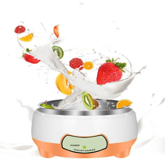 Yogurt Maker,Compact DIY Yogurt Maker Machine,Automatic Shut-Off & Constant Temper,Stainless Steel Household Appliances Fermented for Homemade Greek,Probiotic Yogurt(Orange)