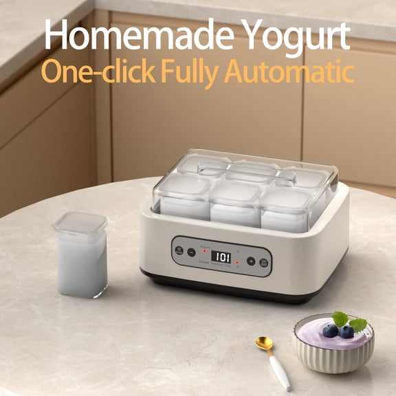 Yogurt Maker with Adjustable Temp & Timer Probiotic-Rich Digital Greek Yogurt Machine with 8 BPA-Free Glass Jars Easy to Use for Home