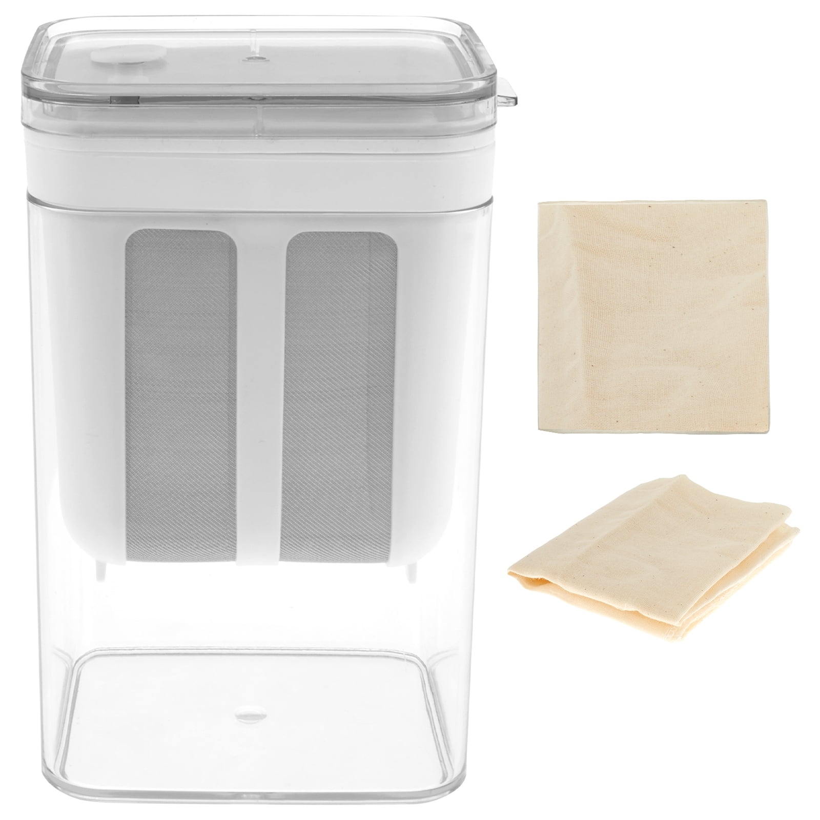 Filtre à Yaourt Grec 1300ml - Sans BPA, Avec Couvercle Et Sac à Maille Fine - Pour Yaourt, Fromage, Lait De Noix - 6