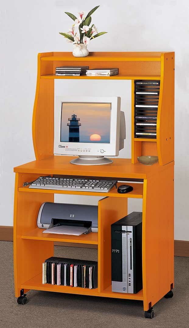 Yohan Desk with Hutch, Wheels with locks, Keyboard Tray