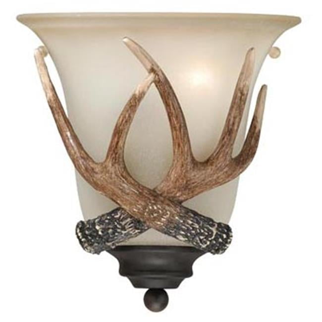 Rustic Black Walnut Dimmable Wall Sconce with Creme Cognac Glass