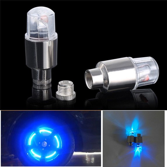Yohome 2pcs LED Tire Valve Stem Caps Neon Light Auto Accessories Bike Bicycle Car