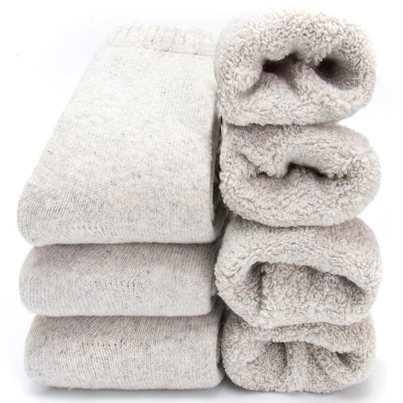 Yoicy Womens Heavy Thick Wool Socks Soft Warm Comfort Winter Crew Socks 3Pack,Grey