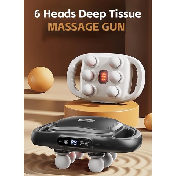 Yoidesu 6 Head Deep Tissue Massage Gun with 9 Levels & Modes for Full Body Muscle Pain Relief