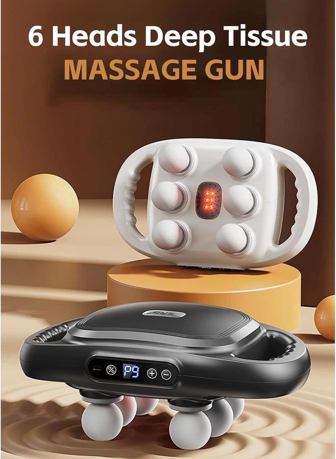 Yoidesu Massage Gun Muscle Relaxation Massager High Frequency Vibration 6 Heads 9 Modes for Back Leg Neck Shoulder Pain Relief