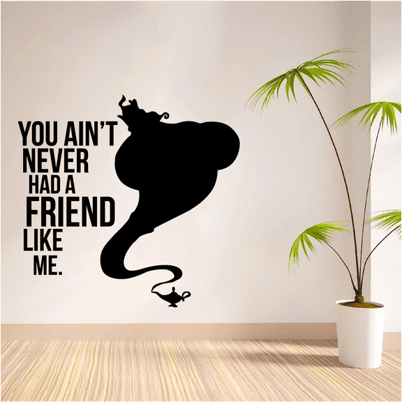 Yoiu Ain't Never Had A Friend Like Me - Aladdin Genie Silhouette Vinyl Wall Art Wall Sticker Wall Decal Home Kids Room Study Room Nursery Room Wall Décoration Design Wall Décor Decal Size(20x18 inch)