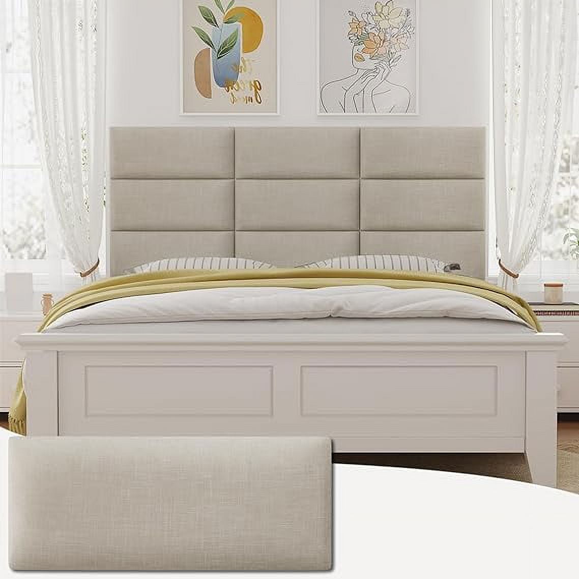 Yojoker Upholstered Wall Mounted Headboard, 3D Soundproof Wall Panels