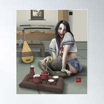 Yokai - Kuchisake Onna Poster Wall Art, Modern Wall Decor For Living Room Bedroom, 8x12 UNFRAMED