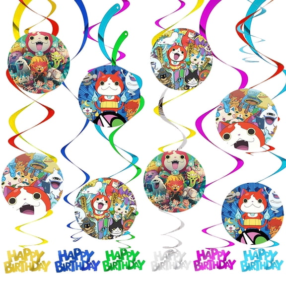 Yokai Watch Party Decorations Hanging Swirl Sign Whirls Birthday Streamer Ceiling Decor Supplies 14 pcs