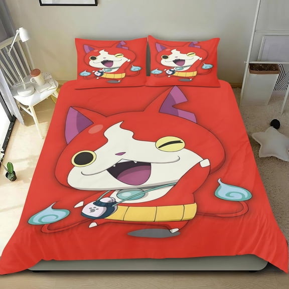 Yokai Watch Themed Bed Sheet Set Three Piece Set 53x79 Inches Comfortable And Skin Friendly Unique Design Creating A Star Studded Night