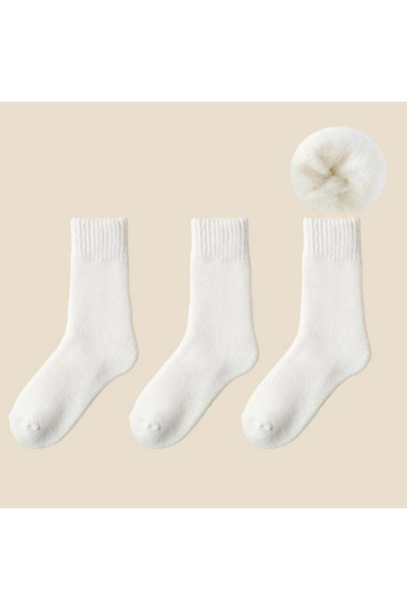 3 Pairs of Winter Thermal Socks, Insulated Wool Socks for Women & Kids, Warm Thermal Socks for Cold Weather, Self-Heating Floor Socks for Winter Protection & Comfort for Outdoor Use