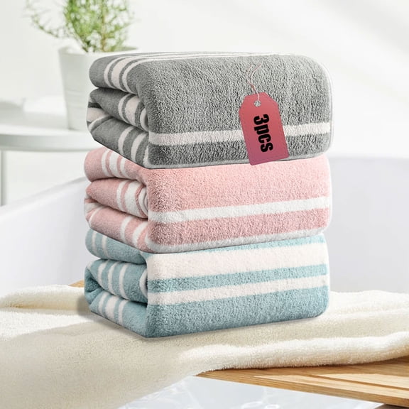 Yokan 3-Piece Coral Fleece Towel Set, Soft Absorbent Bath Towels, Plush and Quick-Drying for Bathroom, Spa & Home Use, Durable Large Hand Towels, Washable Luxury Towel Set