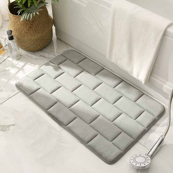 Yokan Bathroom Mats Set, Water-Absorbent Non-Slip Rug for Shower & Sink, Soft Velvet Bath Mat for Bathroom, Modern Decor, Ideal for Toilet Entrance & Bathroom Storage, Multicolor 2-Piece