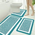thumbnail image 1 of Yokan Bathroom Rug Set, 3 Piece Extra Large Microfiber Bath Mat, Non-Slip Absorbent Plush Bathroom Shower Rugs, Washable Soft Gray/Blue/Green, U-Shaped Toilet Mat for Bathroom & Living Room, 1 of 7