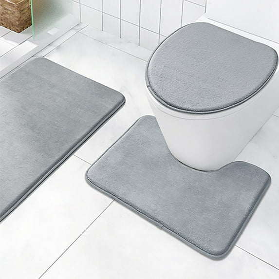 Yokan Bathroom Rugs Set, Absorbent Polyester Printed Toilet Mats, 3-Piece Non-Slip Bathroom Mat Set for Bathroom, Stylish Bathroom Decor, Soft Bathroom Accessories for Home