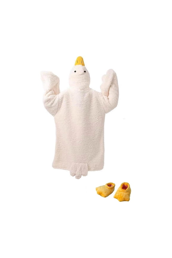 Yokan Blanket Hoodie Onesie Fleece Oversized Wearable Blanket, Cozy Slippers with Hood & Feet for Winter, Fleece Lined Hoodie with Whimsical Animal Designs, Comfortable Gift for Kids & Adults