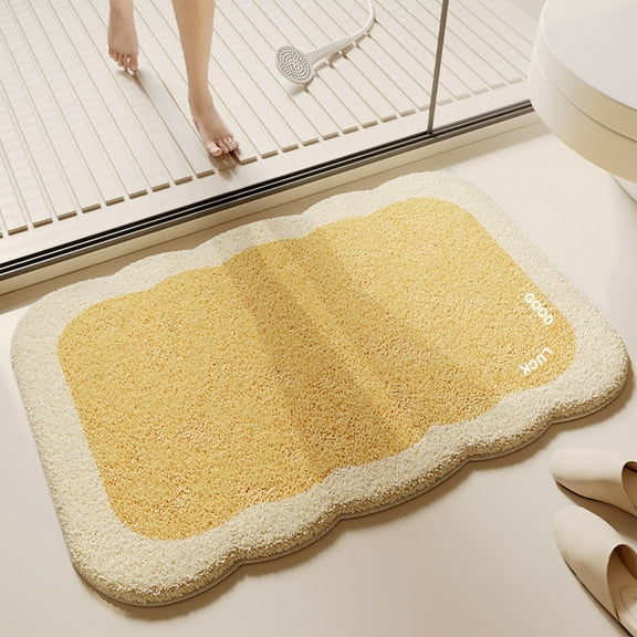 Yokan Creamy Style Imitation Sheep's Wool Bathroom Mat, Non-Slip Bath Rug for Shower & Entryway, Soft Modern Bathroom Decor, Absorbent Bath Mats, Coffee/Yellow/Green/Blue/Pink, 19x31in