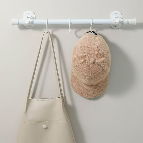 Yokan No Drill Curtain Rod Hooks, Easy Install Adhesive Bracket Clips for Home Décor, Strong Adhesion, Flexible Horizontal Rod Holders, Ideal for Bathroom Organizers & Living Room, White