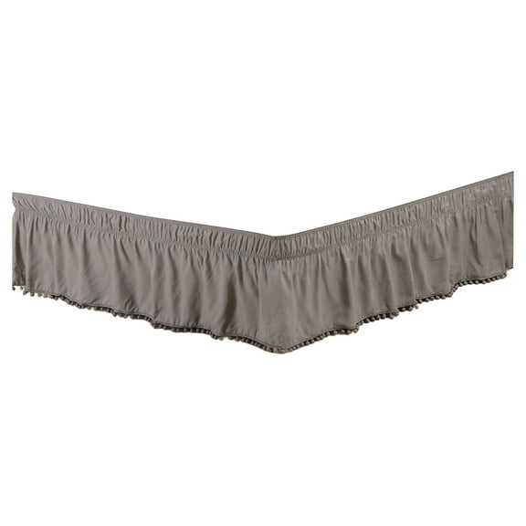 Yokan Elastic Pompom Hem Bed Skirt, Stylish White/Gray/Green/Yellow, Non-Slip, Full Coverage for Full/Queen Beds, Easy Care, Perfect for Hotel & Home Bedding, Wrinkle-Free