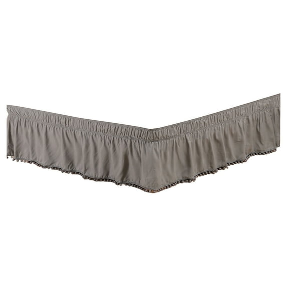 Yokan Elastic Pompom Hem Bed Skirt, Stylish White/Gray/Green/Yellow, Non-Slip, Full Coverage for Full/Queen Beds, Easy Care, Perfect for Hotel & Home Bedding, Wrinkle-Free