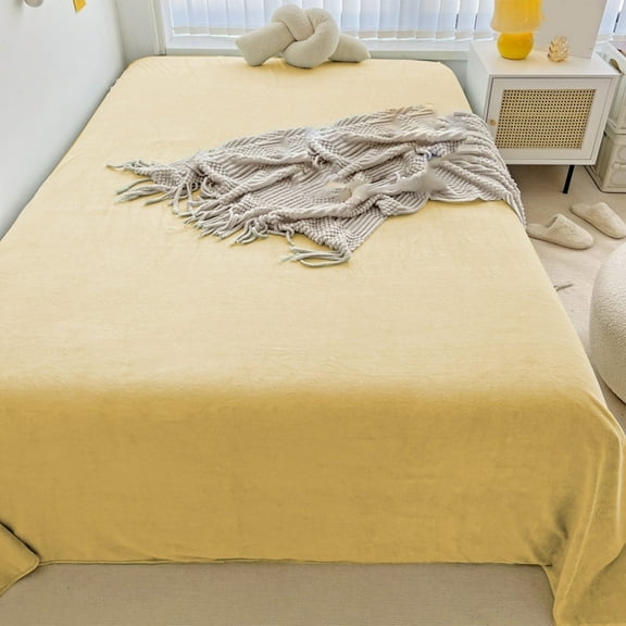 Yokan Elegant Velvet Flannel Sheet Set, Soft & Warm Anti-Static Non-Pilling Fuzzy Bedding, Comfortable & Cozy for All Seasons, Gray/Beige/Yellow/Khaki/Blue