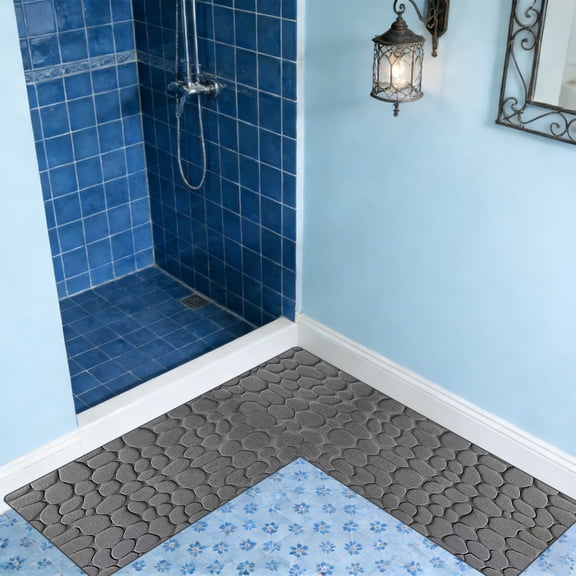 Yokan L-Shaped Memory Foam Bath Mat, Non-Slip Soft Bath Rug, Water Absorbent & Quick Dry Shower Mat for Bathroom, Machine Washable for Home & Hotel Use, Luxury Bathroom Rug