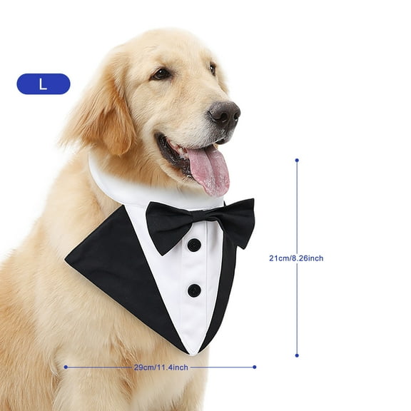 Yokan Pet Bow Tie Dog Collar Suit, Elegant Formal Outfit with Bow Tie for Dogs, Perfect for Weddings & Special Occasions, Soft and Adjustable, Available in Black/White