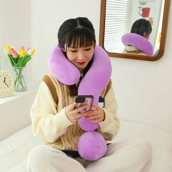 Yokan Question Mark Pillows, Plush Toy Neck & Head Support Cushion, Comfortable Flock Travel & Office Pillow, Multi-Purpose Cushion for Relaxation, Available in Red/Pink/Yellow