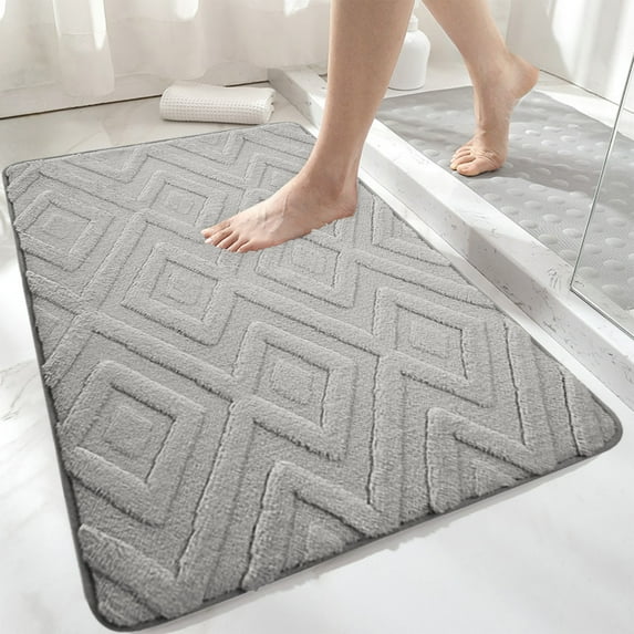 Yokan Soft Bathroom Carpet, Non-Slip Polyester Bathroom Rug, Decorative Mats for Bedroom, Hallway, Kitchen, Bathroom Organizer, Bathroom Towel Holder, Pink/Gray/White, Bathroom Rugs