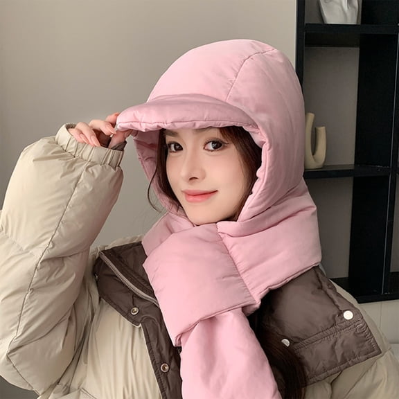 Yokan Winter Scarf Windproof Ear Protector Pullover Hat, Nylon Neck Warmer & Hood, Cold Weather Protection for Men & Women, Outdoor Activities & Snow Sports, P-ink Color