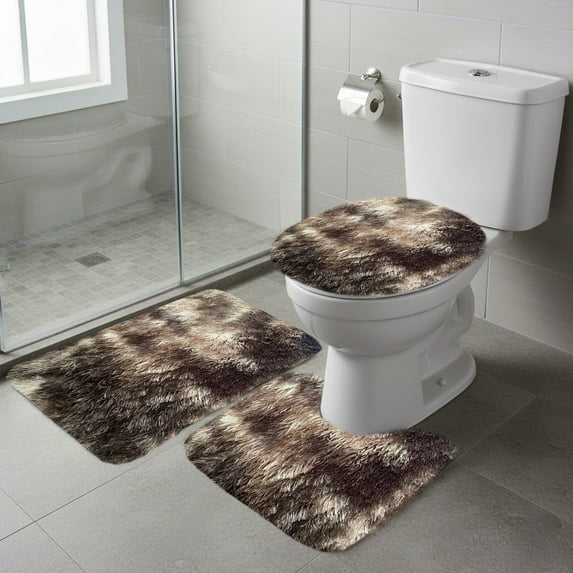 Yokan Winter Thickened Mixed Color Bath Mats, 3-Piece Bathroom Rug Set, Soft Water Absorbent Mats for Bathroom, Non-Slip Backing, Machine Washable, Fall Bathroom Decor and Bathroom Accessories