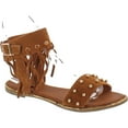 thumbnail image 1 of Yoki Acacia-47 Micro Fabric Women's Flat Sandal With Studs & Fringe, 1 of 4
