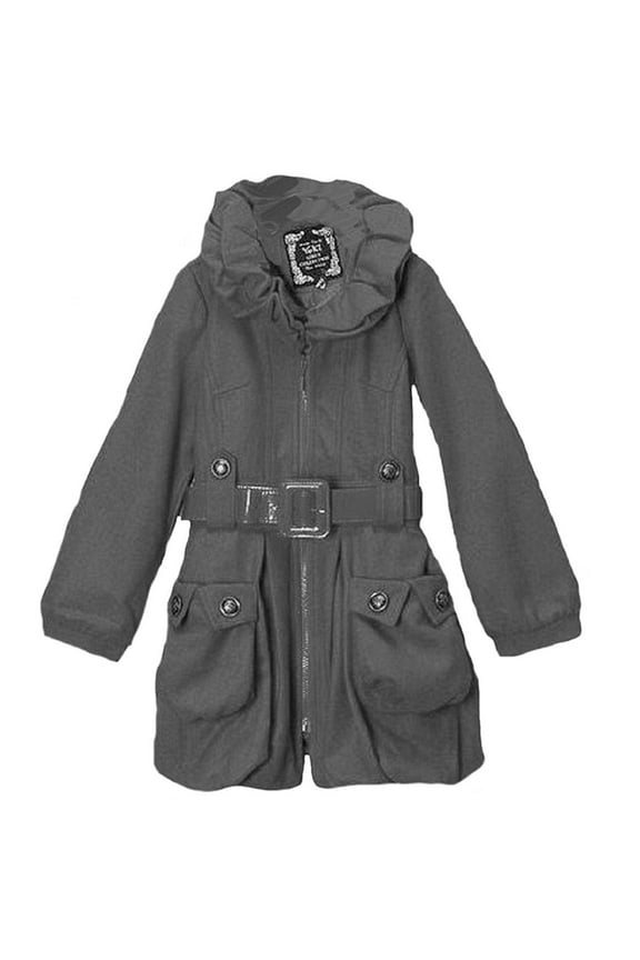 Big Girls Buckled Bubble Charcoal Coat (Large 12/14)