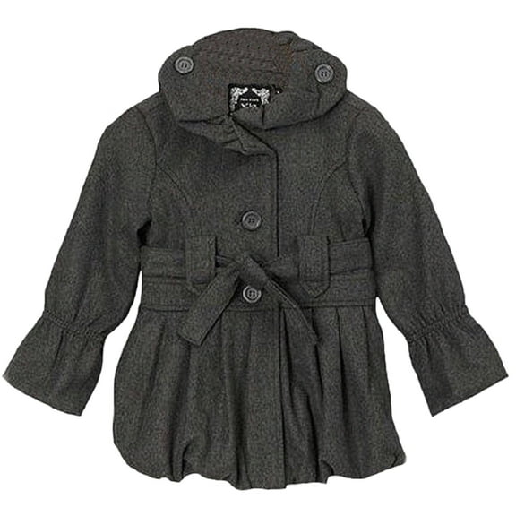 Yoki Big Girls Pleated Bubble Charcoal Jacket (XL 16)