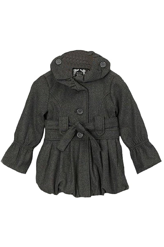 Big Girls Pleated Bubble Charcoal Jacket (XL 16)